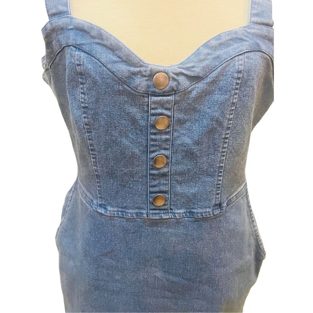 Rue 21 Sleeveless Overall Denim Dress Size Large - Picture 6 of 13
